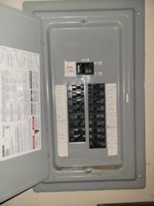 An open and labeled electrical breaker panel showing circuit details by Discount Electrical Service of Franklin in Franklin, TN