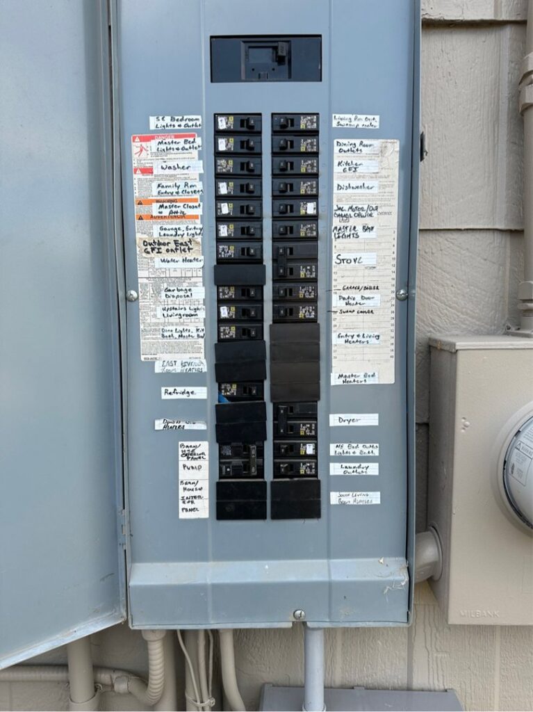 A clearly labeled electrical panel or breaker box, showing organized circuits, maintained by Legacy Electric in Westminster, CO.