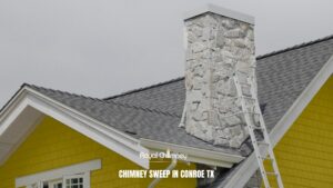 A ladder leaning against a stone chimney on a house, indicating service by Royal Chimney Sweep AZ in Phoenix, AZ.