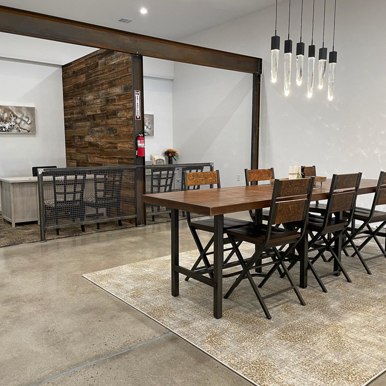 A large patterned area rug enhancing the decor of an office or showroom at CC&S Flooring in Salt Lake City, UT.