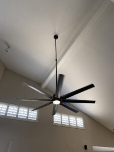A large modern ceiling fan with integrated light installed by Pro Solutions Electric in Glendale, AZ.