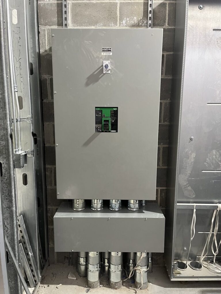 Installation of a large commercial electrical panel and conduit system by Russell Electric LLC in Saint Clair, MI