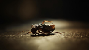 A large cricket, a common pest, on the ground, indicating a need for pest control from Buzz Kill Pest Control in Indianapolis, IN.