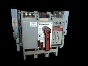 A large industrial circuit breaker or switchgear component, a key part of electrical systems from Basic Supply in Lafayette, LA.