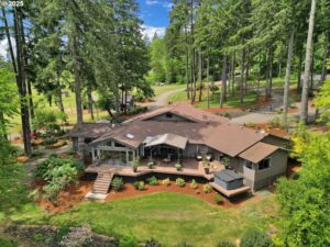 An aerial view of a large property with extensive landscaping and lawn areas, serviced by Tony's Lawn Care Services in Greenville, SC.