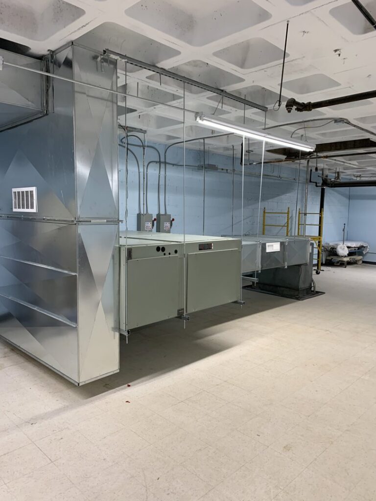 A large-scale HVAC ductwork system installation in a commercial building, completed by HVAC Philly in Feasterville, PA.