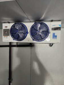 An indoor Larkin refrigeration evaporator unit installed by BW Refrigeration LLC in Lawrence, KS.