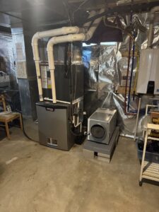 A Lennox furnace, humidifier, and tankless water heater installed by Russell Climate Solutions in Schenectady, NY.