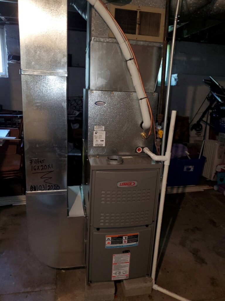 A Lennox furnace installation with new ductwork by Medina's Heating & Air Conditioning in Joliet, IL.