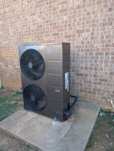 An LG Smart Inverter outdoor HVAC unit installed by Parker's Heating & Cooling in Murfreesboro, TN