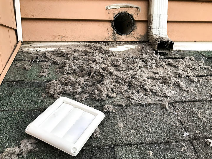 Lint and debris removed during a dryer vent cleaning by Delta Clean Air in Boston, MA