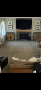 A clean living room carpet showing fresh cleaning lines by Scott Carpet Cleaning OC in Anaheim, CA