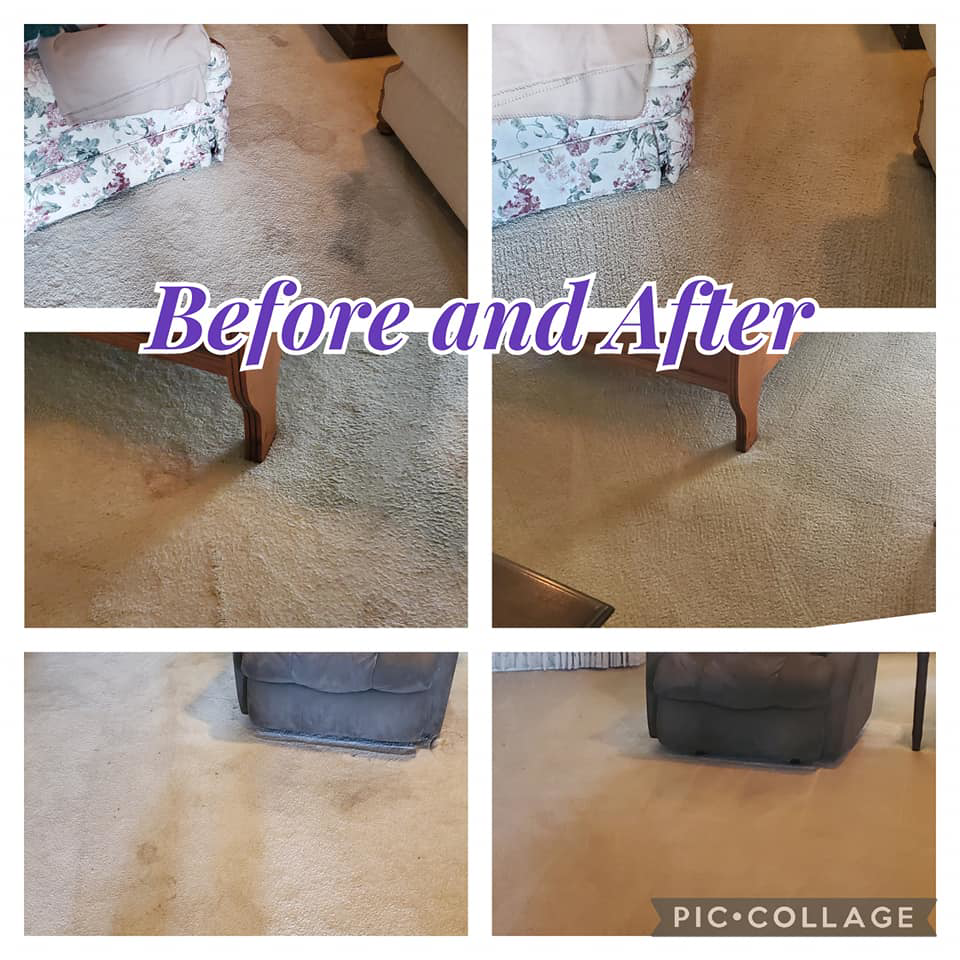 Before and after living room carpet cleaning by All Star Carpet Restoration and Cleaning in Midlothian, TX