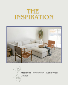 A modern living room featuring a new Masland Portofino wool carpet installation by Bonsai Flooring in Spanish Fork, UT.