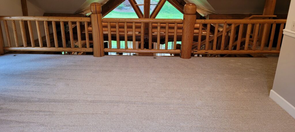 Loft area with new beige carpet installation by George Babb Floor Covering in Enumclaw, WA.