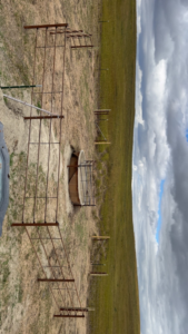 A durable metal fence installed around a water trough in a field by Bighorn Fencing in Williston, ND.