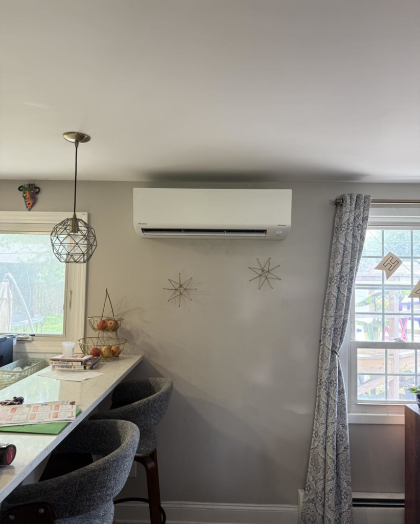 A mini-split AC unit installation by Progressive Heating and Cooling WNY in Buffalo, NY.