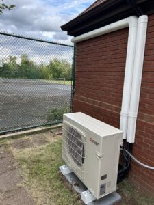 A newly installed outdoor mini-split condenser unit by Variable Comfort Solutions in Huntington, WV.