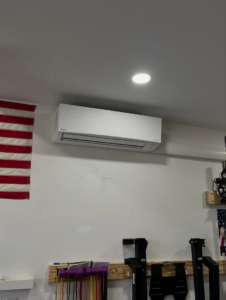 A newly installed Daikin mini-split HVAC unit on a wall by Joe's Heating & Air Repair LLC in Surf City, NC