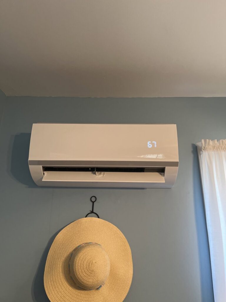 A wall-mounted mini-split indoor unit installed by BC Express Inc Heating & Air Conditioning in Toms River, NJ.