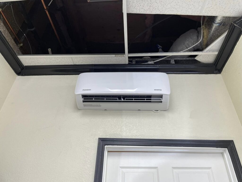 A mini-split indoor unit installed on a wall by Kaluas HVAC Mechanical Services in Phoenix, AZ