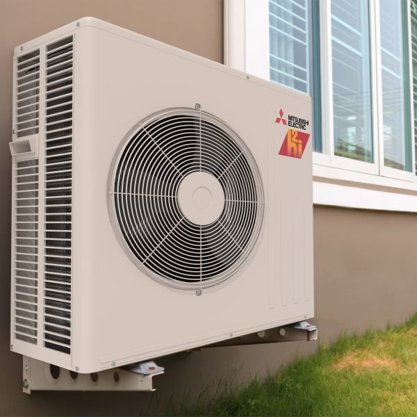 A Mitsubishi Electric mini-split air conditioning unit installed on a wall by Garden City Plumbing & Heating in Missoula, MT