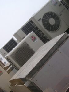 Several Mitsubishi Electric outdoor HVAC units installed, showcasing work by Trenary Service Company in Martinsburg, WV.