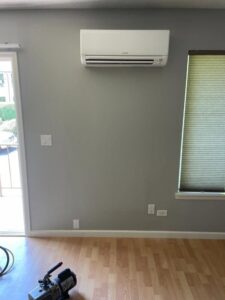 A Mitsubishi mini-split indoor unit installed in a finished room by Smart HVAC LLC in Vancouver, WA.
