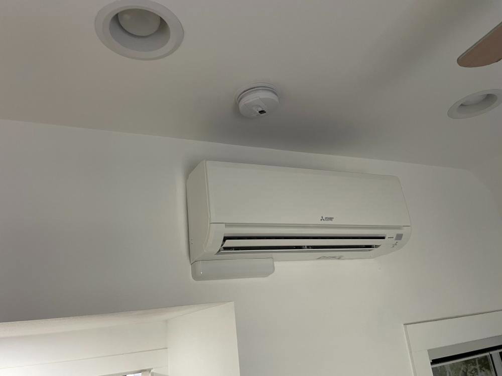 A newly installed Mitsubishi mini-split indoor unit by Smart HVAC LLC in Vancouver, WA.