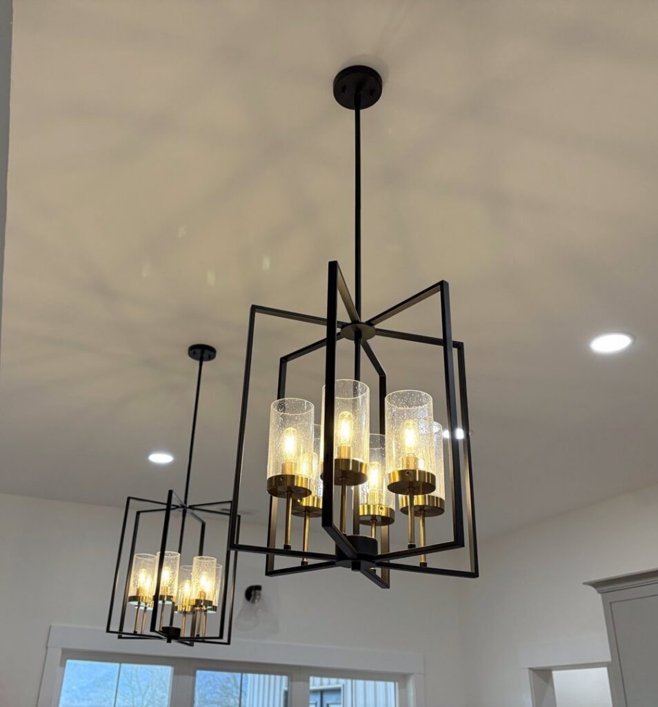 Modern chandeliers and recessed lighting installed by Raschke & Sons Electric in Chattanooga, TN