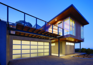 Modern frosted glass garage door on a contemporary home by Overhead Door Company of the Great Plains in Lawton, OK.