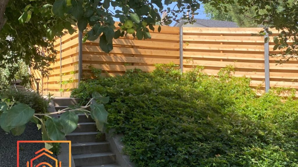 A modern horizontal wood fence installation, providing privacy and style from Fence Guru LLC in Denver, CO.