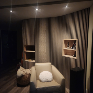 Modern recessed lighting installed in a residential ceiling by OCD Electric in Spokane, WA.