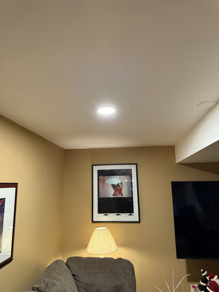 Modern recessed lighting installed in a living room by Valence Solutions LLC in Stevens, PA