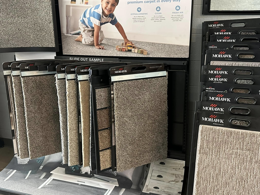 Mohawk carpet samples on display at Discount Flooring, a carpet contractor in Albany, NY