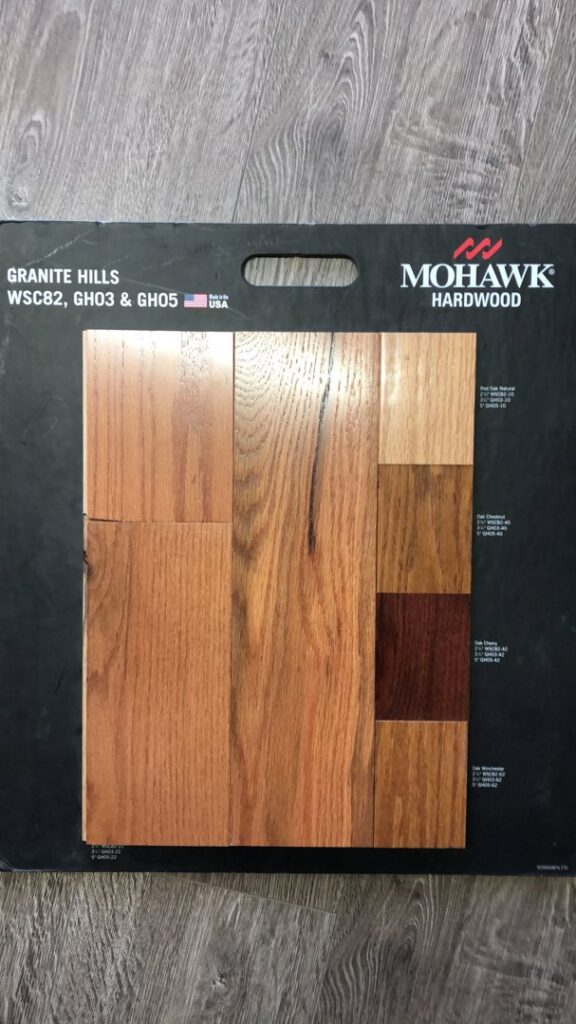 Mohawk Hardwood flooring samples displayed by Carpets Texas in El Paso, TX.