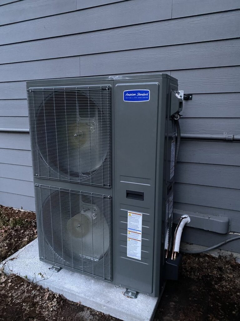 An American Standard multi-zone outdoor heat pump unit installed by Heatwave Heating & Air LLC in Federal Way, WA.