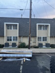 Multiple outdoor HVAC condenser units installed outside a building by Federal Heating & Cooling in Dresden, OH.