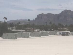 Multiple rooftop HVAC units on a commercial building, maintained by All Metro Air Conditioning in Apache Junction, AZ.