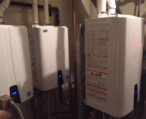 Multiple tankless water heaters installed by Automatic Heating And Air Inc. in Fargo, ND