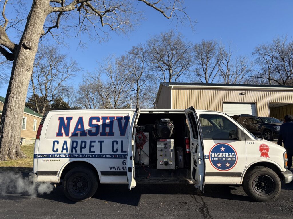 A Nashville Carpet Cleaning service van with equipment visible, ready for jobs in Madison, TN.