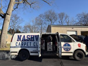 A Nashville Carpet Cleaning service van with equipment visible, ready for jobs in Madison, TN.