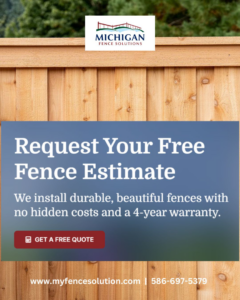 A natural wood privacy fence installed by Michigan Fence Solutions in Macomb, MI.