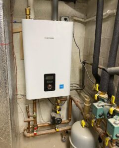 A Navien tankless water heater installation by Enviromax Heating & Cooling in Peekskill, NY.