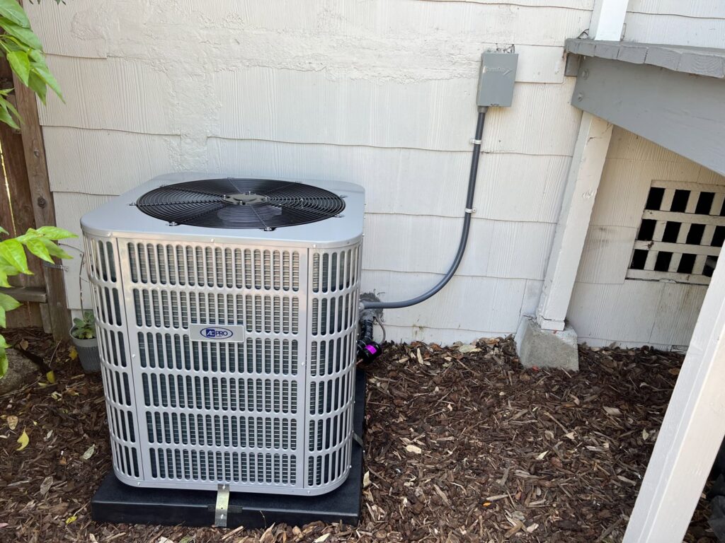 A newly installed outdoor AC unit by MB Heating and Air, providing cooling services in Northridge, CA.