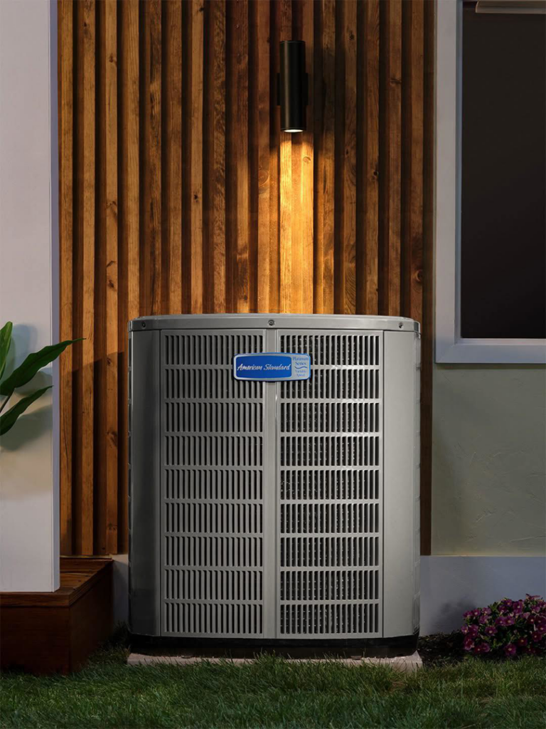 A new American Standard outdoor AC unit installed by Allen Brown Heating & Cooling LLC for a home in Athens, AL.