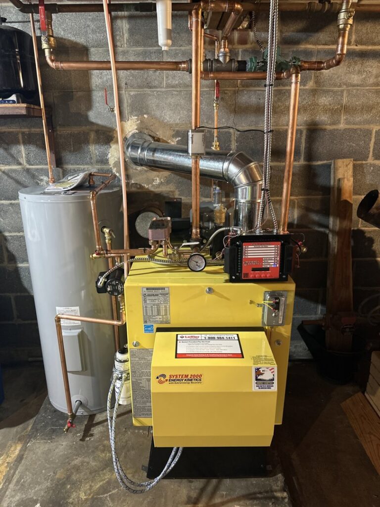A new boiler and water heater installation with copper piping by Leffler Energy in Lancaster, PA.