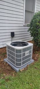 A newly installed Bosch outdoor air conditioning unit by Icy Hot HVAC in Spartanburg, SC