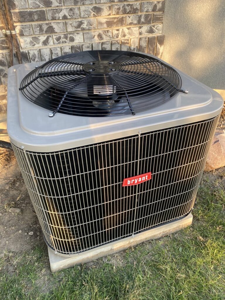 A newly installed Bryant outdoor AC unit by CSA HVAC Services in Orem, UT.