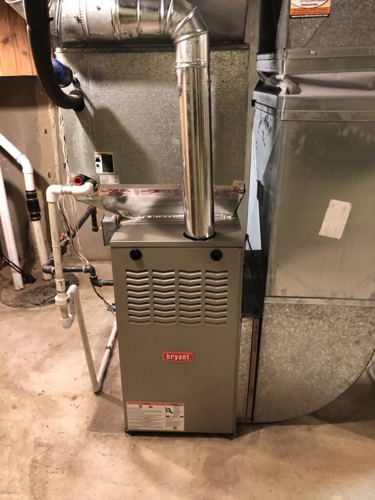 A newly installed Bryant furnace, showcasing professional HVAC installation by Around The Town Heating and Cooling in Chicago, IL.